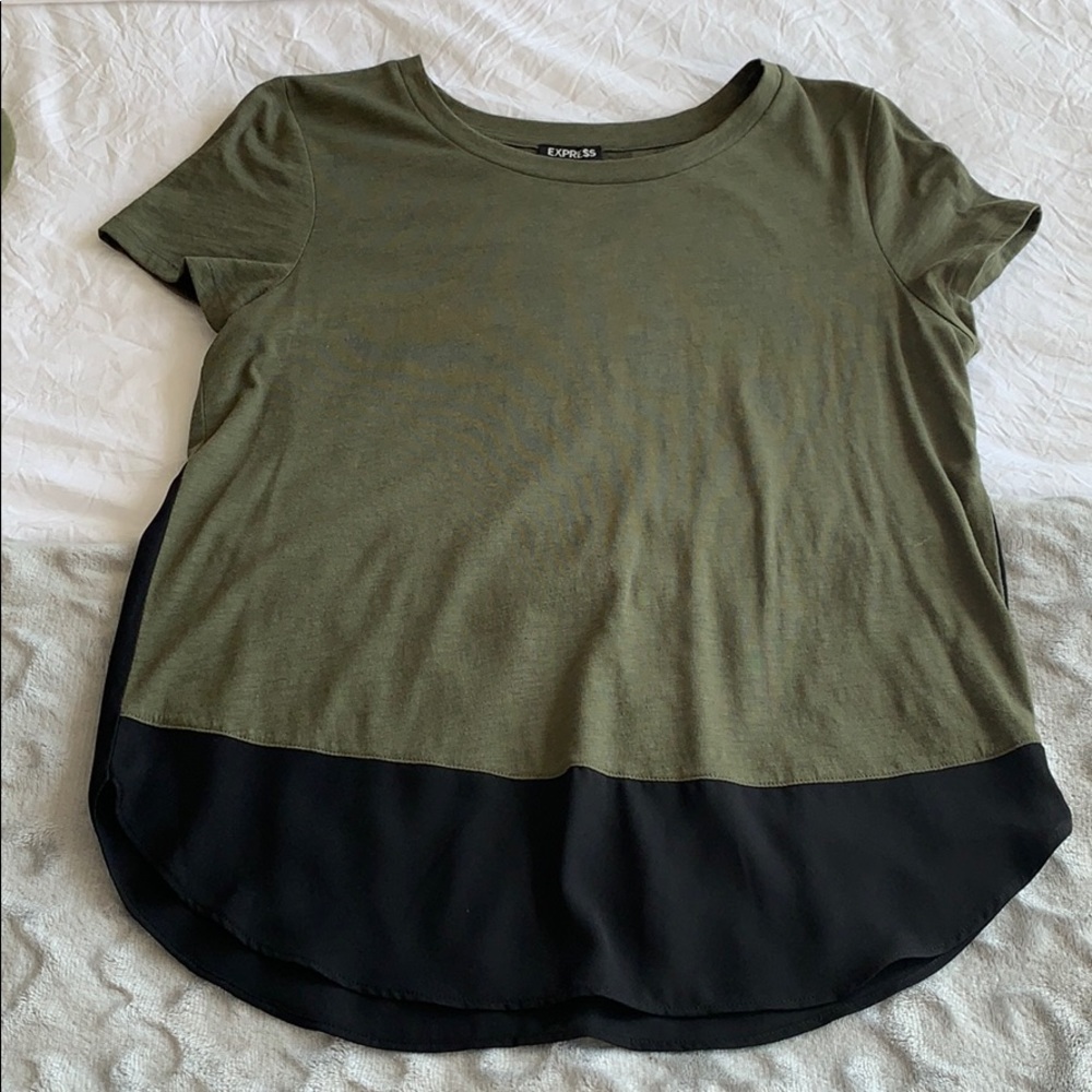 Express Olive Green and Black T-shirt